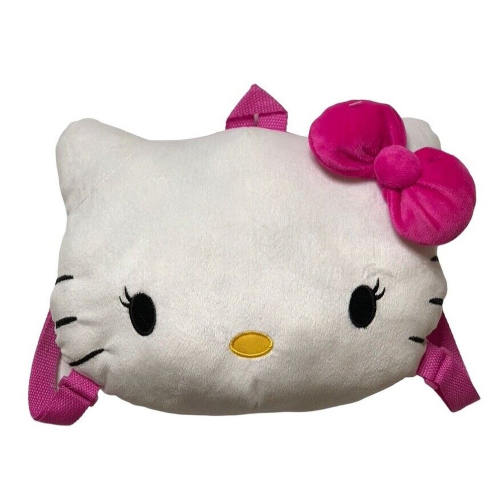 Sanrio HELLO KITTY Stuffed Plush Backpack Bag 14" x 11.5" Big Pink Bow